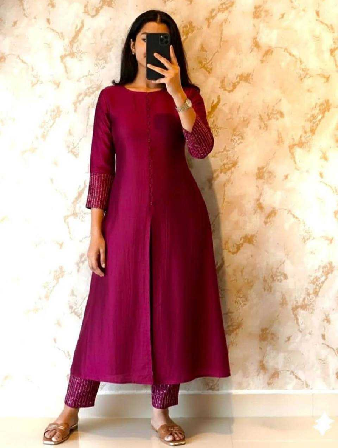 Vichitra Silk Creap Kurti Festive Kurti Designer Kurti