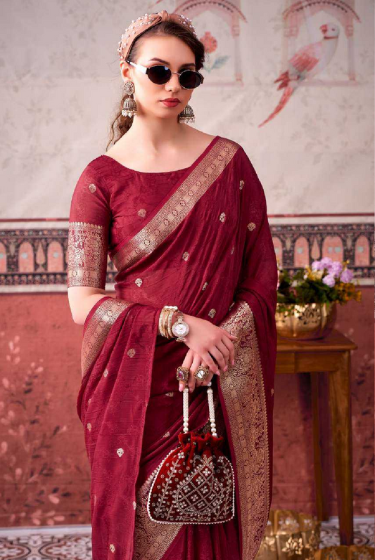 Chinon Designer Saree Printed
