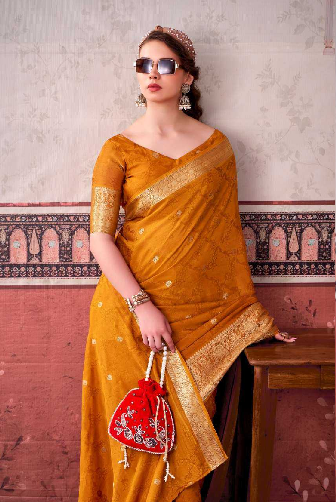 Chinon Designer Saree Printed