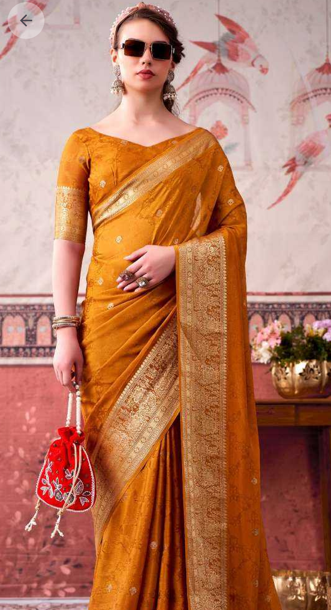 Chinon Designer Saree Printed